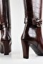 Croco Crocodile Skin Buckle Detailed Women's Thin Heel Zipper Boot 9cm - 3
