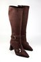 Suede Double Buckle Women's Thick Heeled Boots - 3