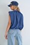 Women's Indigo Crew Neck Zippered Lined Sleeveless Trench Coat Alc-X15620 - 5