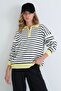 Women's Yellow Color Collared Zippered Sweater Alc-X15899 - 5