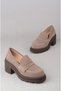 Seç V2752 Genuine Leather Women's Heeled Loafer (Heel Height: 7 cm) Mink Suede - 8