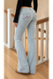 Low Waist Bootcut Stretchy Jean Pants with Ripped Detail - 3