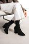 Black Luxury Suede Pointed Toe Women's Heeled Boots - 3
