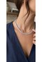Round Cut Thick Zircon Stone Silver Color Waterway Steel Necklace-Tarnish Resistant-43Cm - 2