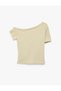 Short Sleeve Buttoned Draped Asymmetrical Boat Neck Blouse - 6