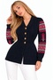Women's Knitwear Cardigan with Patterned Sleeves and Button Details - 6