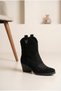 Women's Suede Look Embroidered Cowboy Boots Thick Heeled Western Casual Boots - 2