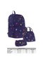 Shine Black Multicolor Zebra Patterned Girl's Triple School Bag Set - 6