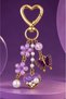Set of 2 Butterfly and Flower Figured Keychains - Gold Color Pearl Bag Ornament & Accessory Set - 3