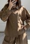 Bronze Color Standing Collar Shirt and Pants Set Per51460 - 6