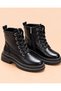 Thick Sole, Patent Leather, Lace-Up, Side Zipper, Comfortable Women's Boots