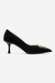 Noemi Black Suede Genuine Leather Buckle Women's Heeled Shoes - 5