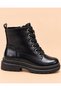 Thick Sole, Patent Leather, Lace-Up, Side Zipper, Comfortable Women's Boots - 2