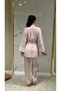 3 Piece Women's Satin Pajama Set with Lace Bustier |   Pajama Set with Dressing Gown, Dowry Set, Bride's Transparent Bustier - 6