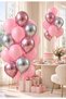 Pink Silver Chrome Deluxe 20-Piece Balloon Set Chrome Pink Chrome Silver Girls' Birthday Baby Shower Party Decoration Celebration Photo Shoot Table Backdrop Concept Decoration Balloons - 3