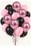 Pink Black Chrome Night Deluxe 20 Piece Balloon Set Chrome Pink Pastel Black Pink Birthday Party Decoration Celebration Photo Shoot Table Backdrop Concept Decoration Balloons