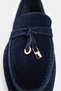 Warner Navy Blue Genuine Suede Leather Metal Accessory Detail Flat Sole Women's Loafer - 6