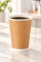 50 Pcs 8 oz Double Wall Kraft Coffee Cups Without Lids Double Wall Hot Drink Paper Cups - 6