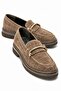 Genuine Leather Suede Accessory Detailed Crocodile Pattern Orthopedic Sole Women's Loafer Mink Chiara