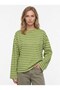 Women's striped oversize long sleeve t-shirt light green dark green