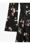 Boat Neck Off the Shoulder Long Sleeve Floral Asymmetrical Cutout Mini Dress - 3