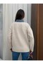 Women's Pocket and Collar Denim Detail Buttoned Knitwear Cardigan - 6