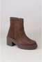 Seç V2754 Genuine Leather Women's Heel Boots (Heel Height: 7 cm) Brown Suede
