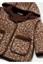 Baby Girl Coat with Hood and Plush Inside and Pockets - 3