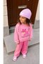 Girl's Pink 3-Piece Set with Cat Figure and Bow Detail - 2