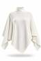Ecru Asymmetrical Cut Poncho Sweater