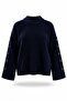 Navy Blue Buttoned Sleeve Sweater
