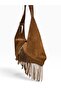 Er10 Suede Tassel Leather Strap Bag-Tan - 3