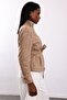 Camel Belted Faux Suede Jacket 40218 - 3