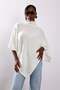 Ecru Asymmetrical Cut Poncho Sweater - 2
