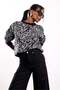 Black Patterned Crew Neck Sweater 1245 - 2