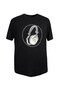 Headphone Printed Men's Large Size Slim Fit Crew Neck Black T-Shirt