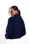 Navy Blue Wide Collar Knitwear Cardigan - 6