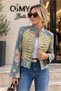 Nox Women's Padded Floral Patterned Tok Fabric Premium Jacket with Horseman Embroidery on the Front - 2