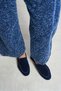 Vayne Navy Blue Genuine Suede Leather Flat Sole Women's Loafer - 4