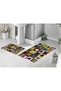 Patchwork 2-Piece Bath Mat Set 60X100 + 40X60 cm Non-Slip Base Washable Bathroom Rug - 3