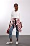Ecru Polo Collar Zippered Ribbed Knitwear 5668 - 3