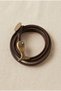 Handmade Real Leather and Brass Fish Detail Two-Wrap Special Design Bracelet - 3