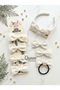 4-Piece Luxury Velvet Bow Special Design Comb Elastic Crown Hairpin Women's Children's Set Off-White - 2