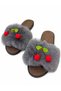 Women's Plush Fur Soft-Sole Lightweight Slippers with Cherry Details - 5