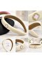 Luxurious Beige Cream White Fabric Stone Clover Ornate Sponge Crown Children's Crown - 3