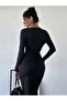 Women's long sleeve deep chest detailed waist lace-up long diving dress - 5