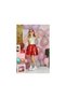 Girls' Metallic Shiny Sparkly 3-Layered Ruffle Skirt with Elastic Waist — Red - 2