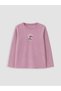 Lilac Embroidered Girls' Fleece Pajama Top