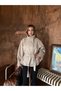 New Season Women's Stand Collar Nubuck Suede High Collar Thick Textured Snap Detailed Back Gathered Belted Women's Jacket - 5
