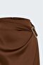 Satin Skirt with Buckle Detail - Light Brown - 5